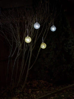 Illuminating Silver Outdoor LED Pulsing 5" Globe - Battery Powered Light Sensor 7 Illuminating Silver Outdoor LED Pulsing 5" Globe - Battery Powered Light Sensor -Solar Christmas Holiday Shop WP550 WP540 inuse night 1