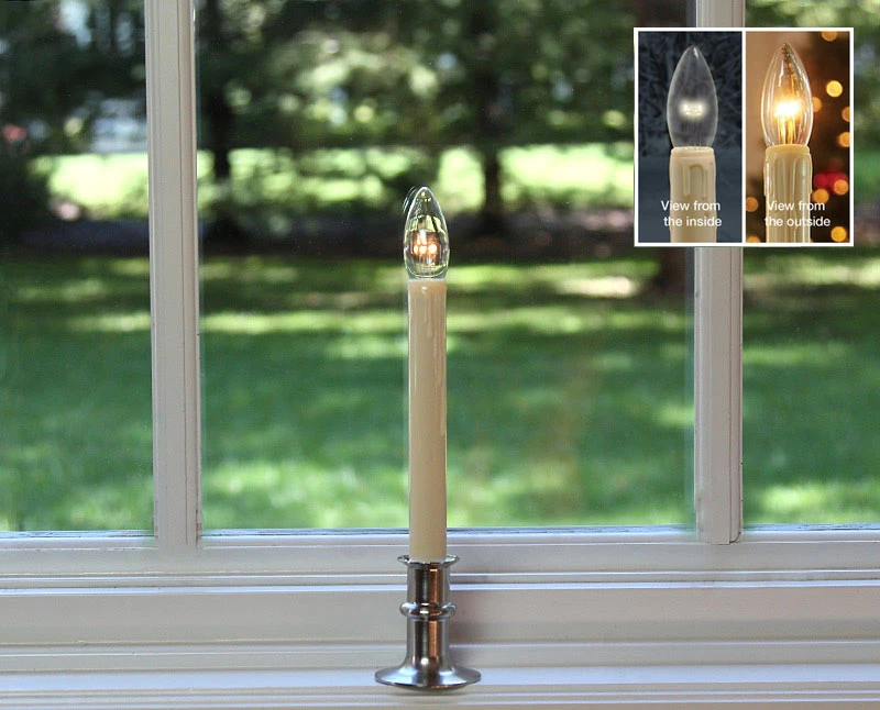 Ultra Bright Adjustable LED Cordless Window Candle Dual Sided Bulb - Timer - Brush Nickel Finish 3 Ultra Bright Adjustable LED Cordless Window Candle Dual Sided Bulb - Timer - Brush Nickel Finish
