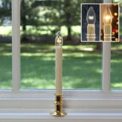 Ultra Bright Adjustable LED Cordless Window Candle Dual Sided Bulb - Timer - Brass Finish