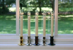 Ultra Bright Adjustable LED Cordless Window Candle Dual Sided Bulb - Timer - Brass Finish -Solar Christmas Holiday Shop adjustable window candles a little lighter 3