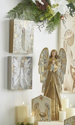 Holy Family Textured Block - 7.75 Inch -Solar Christmas Holiday Shop angel blocks from haley bus