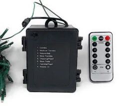 Battery Operated Cluster Lights 15 Foot Garland - 120 Warm White LED's On Green Wire With Remote RAZ -Solar Christmas Holiday Shop battery pack for cluster lights