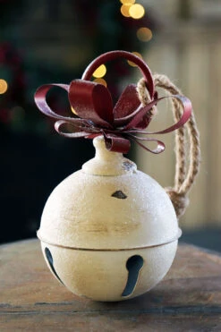 Metal Hanging Jingle Bell Ornament - 7.75 Inch RAZ -Solar Christmas Holiday Shop bell small