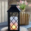 Battery Operated Fire Flame Black Flameless Lantern - 5 Hour Timer -Solar Christmas Holiday Shop black lantern spring