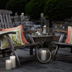 Outdoor Moving Flame Ivory Resin Battery Operated Candle 7 Inch - Timer Remote Ready -Solar Christmas Holiday Shop blank image 2