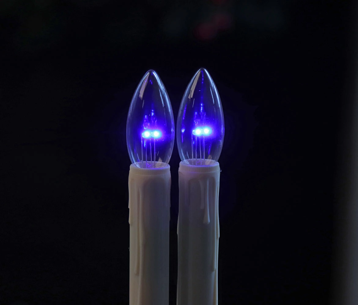 Set Of 2 Blue Dual-Glow Replacement Bulbs For Cordless Window Candles 3 Set Of 2 Blue Dual-Glow Replacement Bulbs For Cordless Window Candles