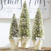 Set Of 3 Potted Bottle Brush Trees With White Berries -Solar Christmas Holiday Shop bottle brush trees 3