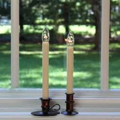 Ultra Bright Adjustable LED Cordless Window Candle Dual Sided Bulb - Timer - Bronze Finish -Solar Christmas Holiday Shop bronze finish 2 styles cordless candles