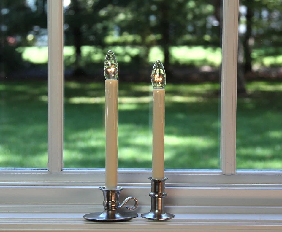 Traditional Ultra Bright LED Cordless Window Candle Dual Sided Bulb - Brushed Nickel Finish - Timer 6 Traditional Ultra Bright LED Cordless Window Candle Dual Sided Bulb - Brushed Nickel Finish - Timer - Image 4