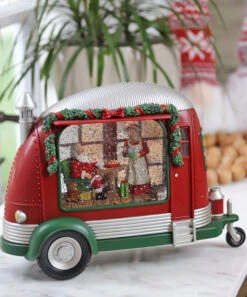 Camper Lighted Water Lantern With Santa And Mrs. Clause In Swirling Glitter -Solar Christmas Holiday Shop camper water lantern