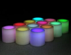 Tall Tea Lights - With Recessed Color Changing LED - Super Bright Set Of 12 -Solar Christmas Holiday Shop cc tall recesed tealight