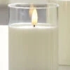 Clear Glass Flameless Candle 3 Inch X 4 Inch Ivory Pillar - Remote Ready -Solar Christmas Holiday Shop clear 2