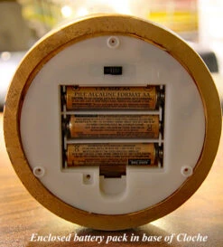 Glass Display Dome Cloche With 20 Suspended LED Fairy Lights 6.5 High -Solar Christmas Holiday Shop cloche with battery pack