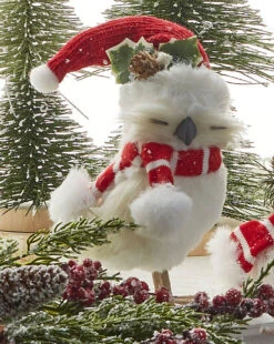 6 Inch Cozy White Owl Set Of 2 Assorted From RAZ -NEW 2023 -Solar Christmas Holiday Shop cozy owl one