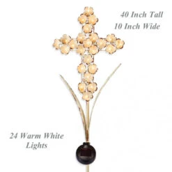 Memorial Solar Cross Stake - 40 Inches With 24 Lights