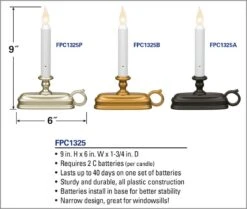 Dual Color Window Candle Amber / Warm White - Pewter -Solar Christmas Holiday Shop dimensions window candle 1