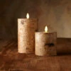 Luminara Embedded With Birch 4 X 7 Inch Flameless Pillar 2 Luminara Embedded With Birch 4 X 7 Inch Flameless Pillar -Solar Christmas Holiday Shop embedded with birch 1