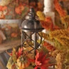12 Inch Lighted Harvest Lantern With LED Candle And Floral Accents - Timer 2 12 Inch Lighted Harvest Lantern With LED Candle And Floral Accents - Timer -Solar Christmas Holiday Shop fall lantern lifestyle for