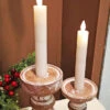 6 Inch Ivory (2 Pack ) Moving Flame Battery Operated Taper Candle - Remote Included -Solar Christmas Holiday Shop fan tapers ivory