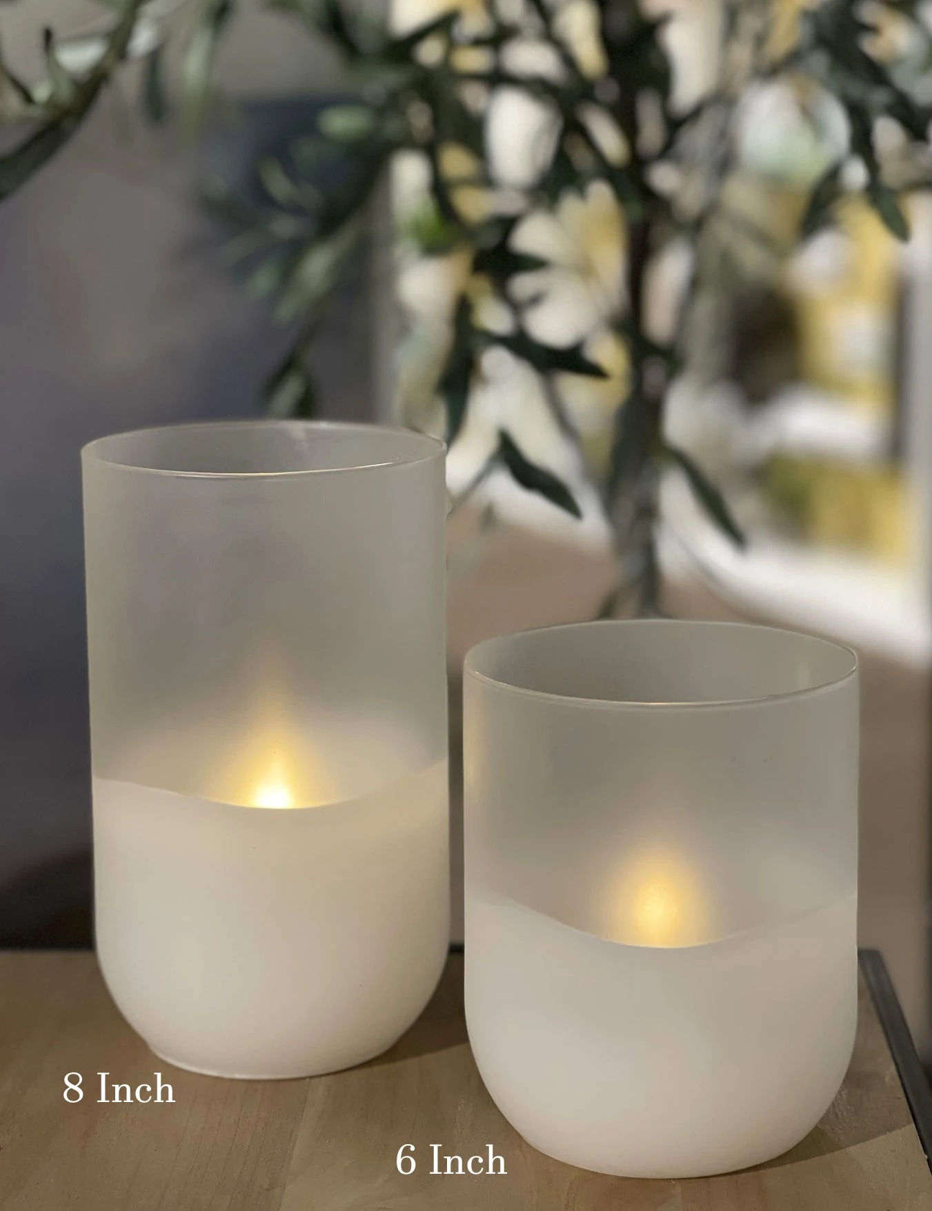 Flameless 8 Inch Wax Candle In Frosted Glass With Adjustable Brightness 4 Flameless 8 Inch Wax Candle In Frosted Glass With Adjustable Brightness - Image 2