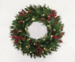 Outdoor Safe Christmas Wreath - Battery Operated Timer - Color Select Warm White Or Multi Color -Solar Christmas Holiday Shop ghh new wreath