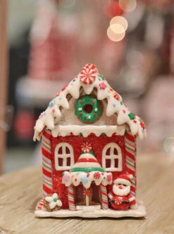 Battery Operated Lighted Clay Dough Gingerbread Houses Set Of 4 Assorted -Solar Christmas Holiday Shop gingerbread main 3