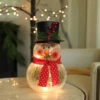 Crackle Glass Snowman Electric - 10 Inch