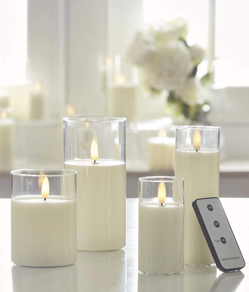 Clear Glass Flameless Candle 3 Inch X 6 Inch Ivory Pillar - Remote Ready 5 Clear Glass Flameless Candle 3 Inch X 6 Inch Ivory Pillar - Remote Ready - Image 3