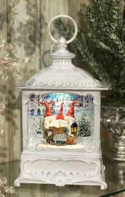 Caroling Gnomes Lighted Water Lantern With Swirling Glitter