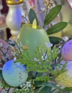 4 Inch Lighted Wax Egg Candles Set Of 4 Assorted Spring Colors With Timer - NEW 2023 -Solar Christmas Holiday Shop green egg candle