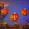 Lighted Hanging Halloween Pumpkins Set Of 3 With Remote Control Indoor-Outdoor -Solar Christmas Holiday Shop hanging pumpkins glam