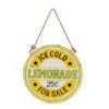 Outdoor Metal Sign Ice Cold Lemonade For Sale - 12 Inch With Jute Cord