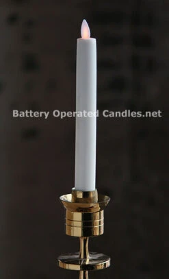 8 Inch Ivory Moving Flame Battery Operated Taper Candle - Timer