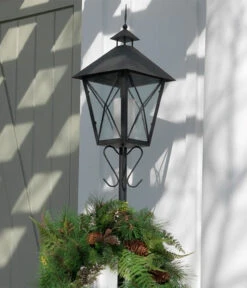 5.6 Feet Iron And Glass Candle Lantern And Wreath Holder -Solar Christmas Holiday Shop lamp post and wreath hldr l