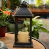 Battery Operated Brushed Bronze Candle Lantern - 12 Inch -Solar Christmas Holiday Shop large antique bronze full image