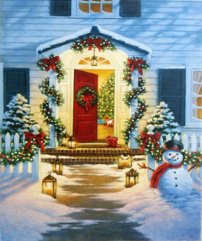 Raz 20 Inch Twinkling LED Lighted Doorway Scene Print On Canvas 3 Raz 20 Inch Twinkling LED Lighted Doorway Scene Print On Canvas