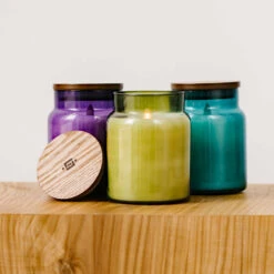 LIGHTLi Moving Flame Blue Glass Jar Candle - 4 X 5.5 Inch Remote Ready -Solar Christmas Holiday Shop lightli glass jar candles 4 colors