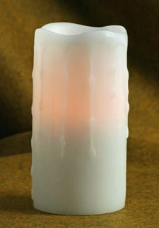 Unscented White Flameless Melted Look Drip Candle 3x6 With Dual Timer