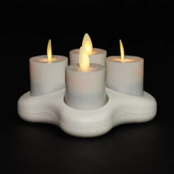 Moving Flame Rechargeable Votives Set Of 4 Remote Ready - Base Included 10 Moving Flame Rechargeable Votives Set Of 4 Remote Ready - Base Included -Solar Christmas Holiday Shop moving flame rechargeable v