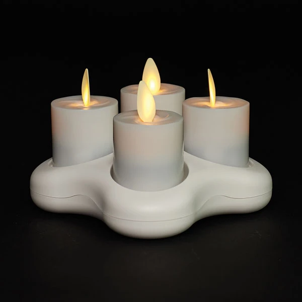 Moving Flame Rechargeable Votives Set Of 4 Remote Ready - Base Included 6 Moving Flame Rechargeable Votives Set Of 4 Remote Ready - Base Included - Image 4