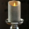 Moving Flame Silver Glitter Candle Battery Operated 3.5 X 5 Timer - Remote Ready -Solar Christmas Holiday Shop moving flame silver glitter full image