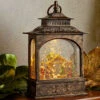 11 Inch Lighted Water Lantern Traditional Nativity Scene With Swirling Glitter - Timer -Solar Christmas Holiday Shop nativity scene water lantern