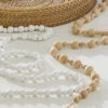 White Wooden Bead Garland 6 Foot - New From RAZ -Solar Christmas Holiday Shop natural20and20white20wood20beads20glam202