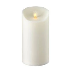 Outdoor Moving Flame Ivory Resin Battery Operated Candle 7 Inch - Timer Remote Ready