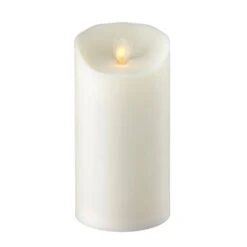 Outdoor Moving Flame Ivory Resin Battery Operated Candle 9 Inch - Timer