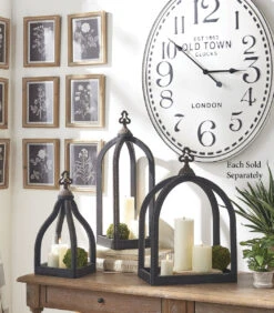 Herringbone Applique Wide Open Lantern - 21.25 Inch NEW 2023 -Solar Christmas Holiday Shop open lanterns three sizes 2