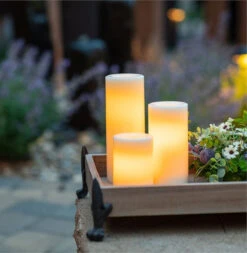 Outdoor All Weather Wax Pillar Candle 3 X 6 Inch - 5 Hour DUSK ON Timer -Solar Christmas Holiday Shop oudoor wax 1 1