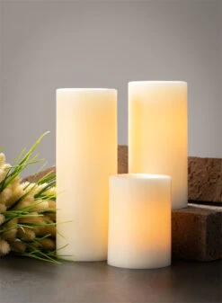 Outdoor All Weather Wax Pillar Candle 3 X 6 Inch - 5 Hour DUSK ON Timer -Solar Christmas Holiday Shop outdoor wax 3 1