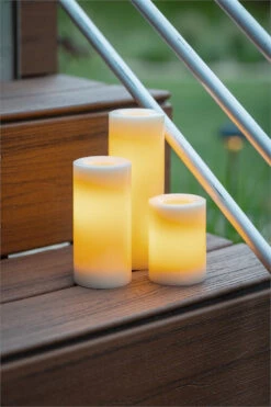 Outdoor All Weather Wax Pillar Candle 3 X 6 Inch - 5 Hour DUSK ON Timer -Solar Christmas Holiday Shop outdoor wax 4 1