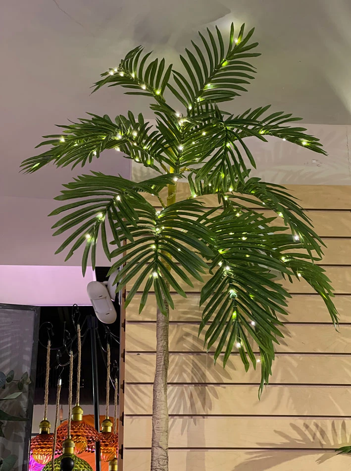 5 Foot Electric Lighted Palm Tree - 89 Warm White Micro Lights With Outdoor Adaptor 4 5 Foot Electric Lighted Palm Tree - 89 Warm White Micro Lights With Outdoor Adaptor - Image 2